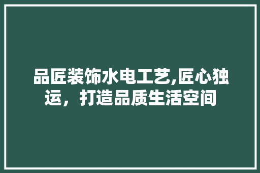品匠装饰水电工艺,匠心独运，打造品质生活空间