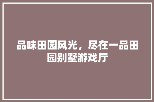 品味田园风光，尽在一品田园别墅游戏厅 品味田园风光，尽在一品田园别墅游戏厅 家居设计