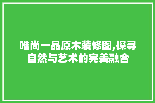 唯尚一品原木装修图,探寻自然与艺术的完美融合