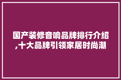 国产装修音响品牌排行介绍,十大品牌引领家居时尚潮流，家装音响品牌排行榜。