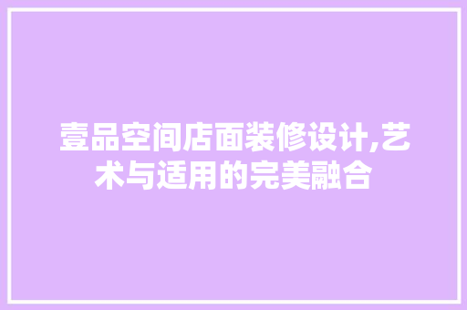 壹品空间店面装修设计,艺术与适用的完美融合