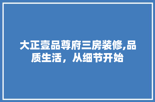 大正壹品尊府三房装修,品质生活，从细节开始
