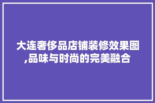 大连奢侈品店铺装修效果图,品味与时尚的完美融合