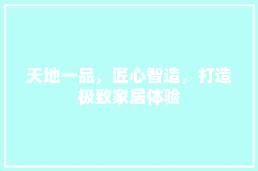 天地一品，匠心智造，打造极致家居体验 天地一品，匠心智造，打造极致家居体验 装修知识