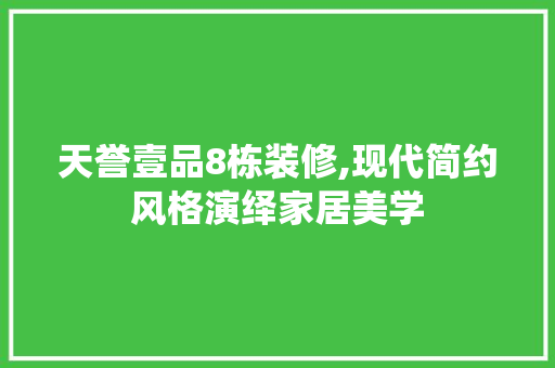 天誉壹品8栋装修,现代简约风格演绎家居美学