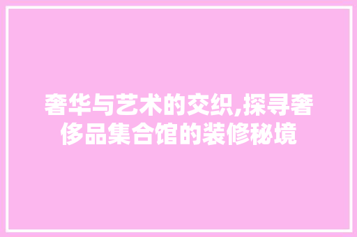 奢华与艺术的交织,探寻奢侈品集合馆的装修秘境