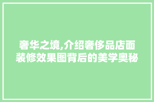 奢华之境,介绍奢侈品店面装修效果图背后的美学奥秘 奢华之境,介绍奢侈品店面装修效果图背后的美学奥秘 二手房
