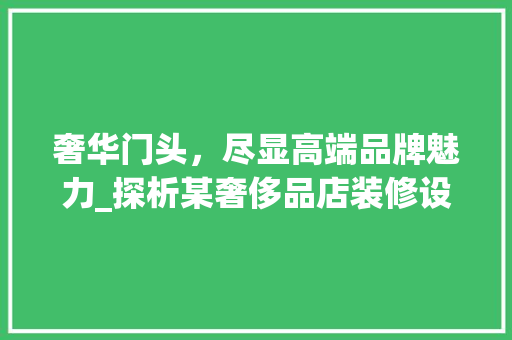 奢华门头，尽显高端品牌魅力_探析某奢侈品店装修设计图