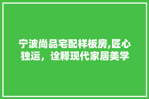 宁波尚品宅配样板房,匠心独运，诠释现代家居美学 宁波尚品宅配样板房,匠心独运，诠释现代家居美学 家居装饰