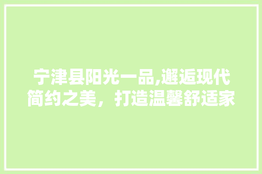 宁津县阳光一品,邂逅现代简约之美，打造温馨舒适家居空间 宁津县阳光一品,邂逅现代简约之美，打造温馨舒适家居空间 家居装饰
