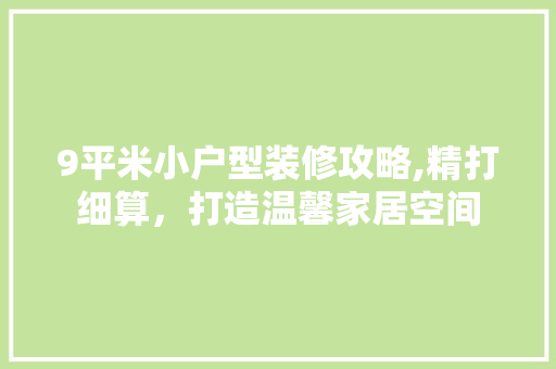 9平米小户型装修攻略,精打细算，打造温馨家居空间