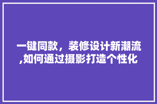 一键同款，装修设计新潮流,如何通过摄影打造个性化家居空间
