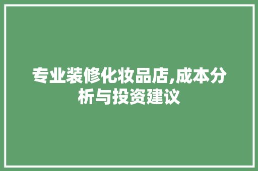 专业装修化妆品店,成本分析与投资建议