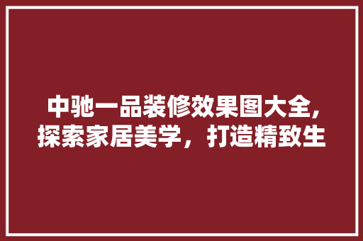 中驰一品装修效果图大全,探索家居美学，打造精致生活空间 中驰一品装修效果图大全,探索家居美学，打造精致生活空间 家居设计