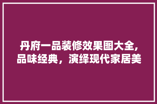 丹府一品装修效果图大全,品味经典，演绎现代家居美学