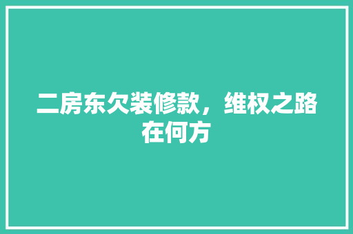 二房东欠装修款，维权之路在何方