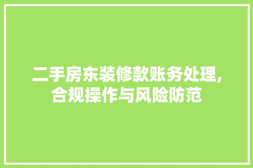 二手房东装修款账务处理,合规操作与风险防范