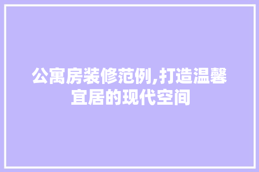 公寓房装修范例,打造温馨宜居的现代空间 公寓房装修范例,打造温馨宜居的现代空间 家居设计