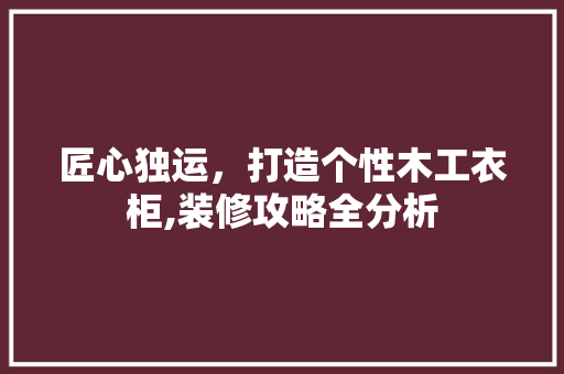 匠心独运，打造个性木工衣柜,装修攻略全分析 匠心独运，打造个性木工衣柜,装修攻略全分析 二手房