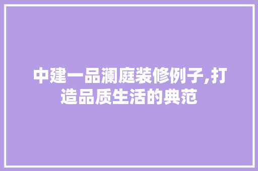 中建一品澜庭装修例子,打造品质生活的典范 中建一品澜庭装修例子,打造品质生活的典范 买房须知