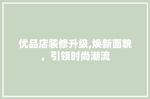 优品店装修升级,焕新面貌，引领时尚潮流 优品店装修升级,焕新面貌，引领时尚潮流 家居装饰