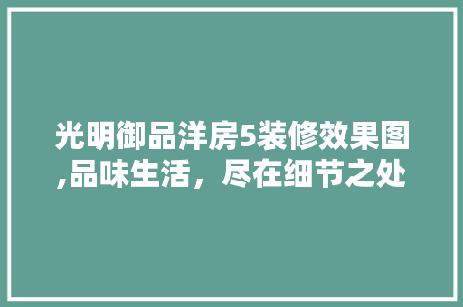 光明御品洋房5装修效果图,品味生活，尽在细节之处