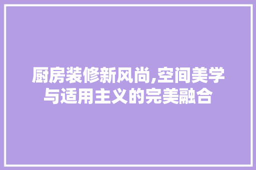 厨房装修新风尚,空间美学与适用主义的完美融合