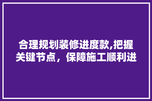 合理规划装修进度款,把握关键节点，保障施工顺利进行