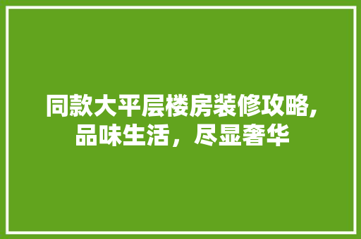 同款大平层楼房装修攻略,品味生活，尽显奢华