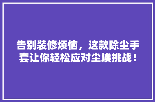 告别装修烦恼，这款除尘手套让你轻松应对尘埃挑战！