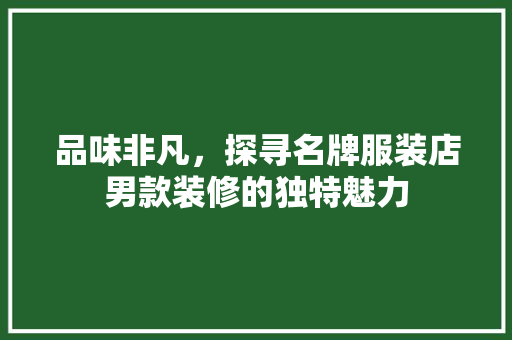 品味非凡，探寻名牌服装店男款装修的独特魅力