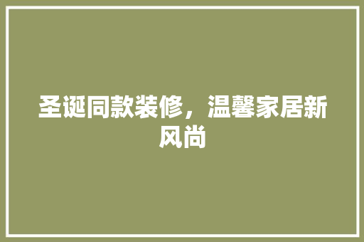 圣诞同款装修，温馨家居新风尚 圣诞同款装修，温馨家居新风尚 二手房