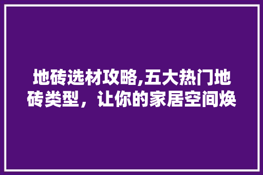 地砖选材攻略,五大热门地砖类型，让你的家居空间焕然一新 地砖选材攻略,五大热门地砖类型，让你的家居空间焕然一新 家居装饰