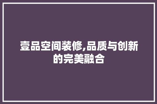 壹品空间装修,品质与创新的完美融合