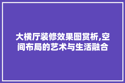 大横厅装修效果图赏析,空间布局的艺术与生活融合
