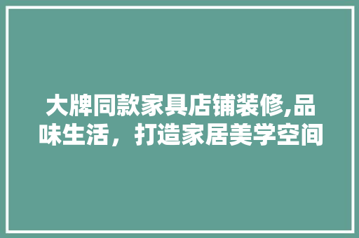 大牌同款家具店铺装修,品味生活，打造家居美学空间 大牌同款家具店铺装修,品味生活，打造家居美学空间 买房须知