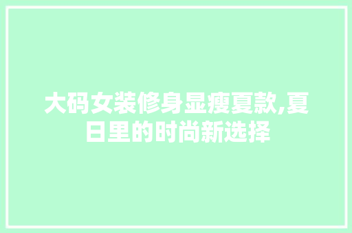 大码女装修身显瘦夏款,夏日里的时尚新选择