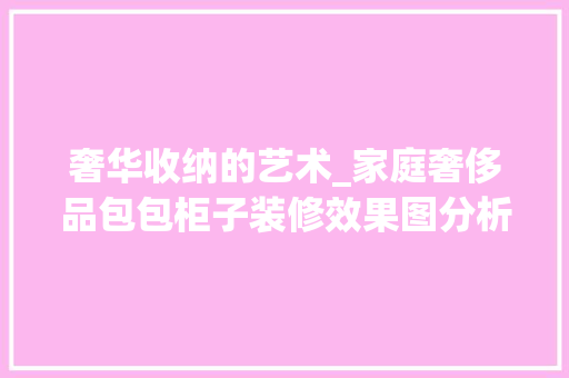 奢华收纳的艺术_家庭奢侈品包包柜子装修效果图分析 奢华收纳的艺术_家庭奢侈品包包柜子装修效果图分析 二手房