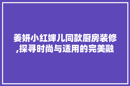 姜妍小红婶儿同款厨房装修,探寻时尚与适用的完美融合 姜妍小红婶儿同款厨房装修,探寻时尚与适用的完美融合 二手房