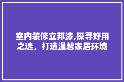 室内装修立邦漆,探寻好用之选，打造温馨家居环境