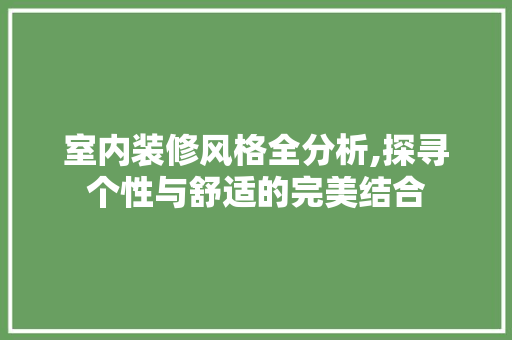 室内装修风格全分析,探寻个性与舒适的完美结合