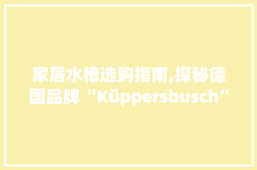 家居水槽选购指南,探秘德国品牌“Küppersbusch”的水槽魅力 家居水槽选购指南,探秘德国品牌“Küppersbusch”的水槽魅力 家居设计