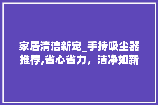家居清洁新宠_手持吸尘器推荐,省心省力，洁净如新