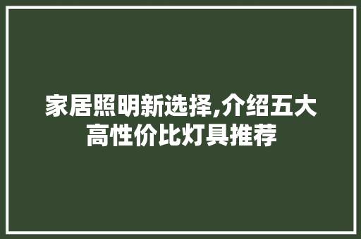 家居照明新选择,介绍五大高性价比灯具推荐