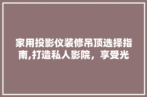 家用投影仪装修吊顶选择指南,打造私人影院，享受光影盛宴