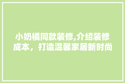 小奶橘同款装修,介绍装修成本，打造温馨家居新时尚 小奶橘同款装修,介绍装修成本，打造温馨家居新时尚 买房须知