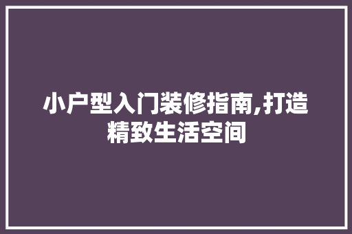 小户型入门装修指南,打造精致生活空间 小户型入门装修指南,打造精致生活空间 装修知识
