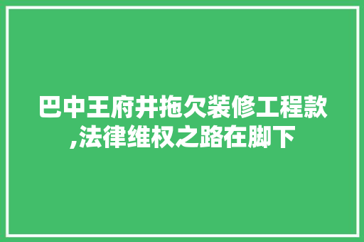 巴中王府井拖欠装修工程款,法律维权之路在脚下 巴中王府井拖欠装修工程款,法律维权之路在脚下 装修知识