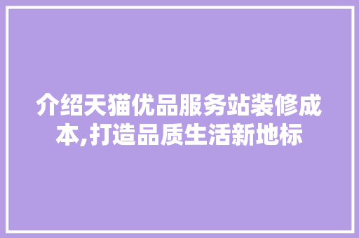 介绍天猫优品服务站装修成本,打造品质生活新地标