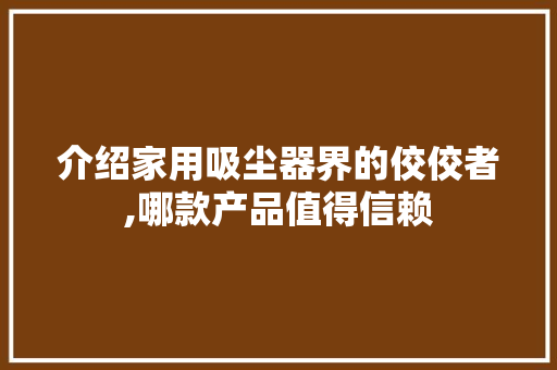 介绍家用吸尘器界的佼佼者,哪款产品值得信赖